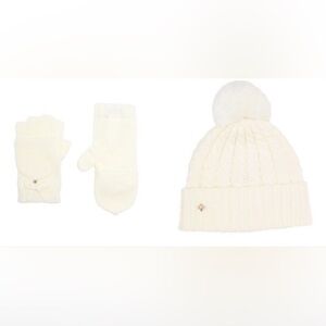 NEW! Kate Spade New York Cable knit Beanie and rib top pop mittens